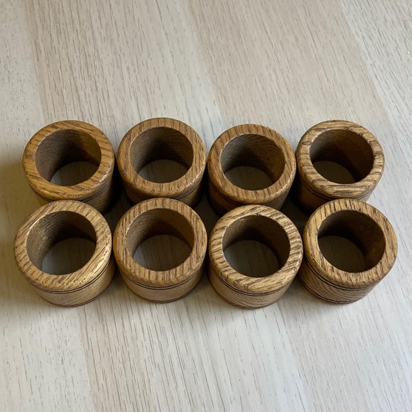 Vintage Wooden Napkin Rings Set - Brown, set of 8 Cottagecore - Picture 2 of 4